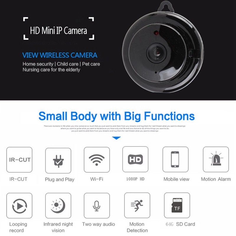1080P Camera HD Night Vision Motion Detection Camera for Home