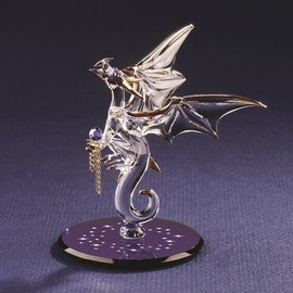Glass Baron Handcrafted Collectable Dragon with Stars Crystal Glass Mini Figurine Sculpture