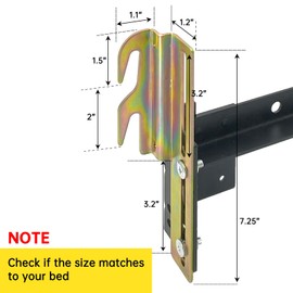 2PCS #711 Bolt-On to Bed Frame Conversion Brackets with Hardware Hook Plate,Headboard Hook Set, Hook on Bed Rails, Hook on Bed Frame Brackets