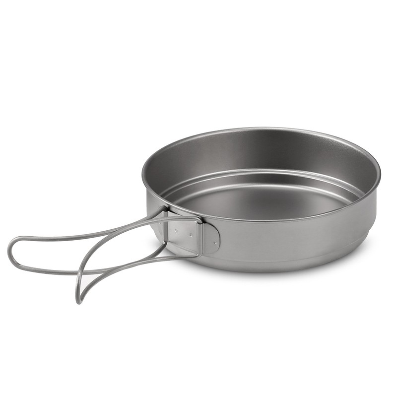1100ML / 1600ML Titanium Pot Pan Set Super Lightweight Camping