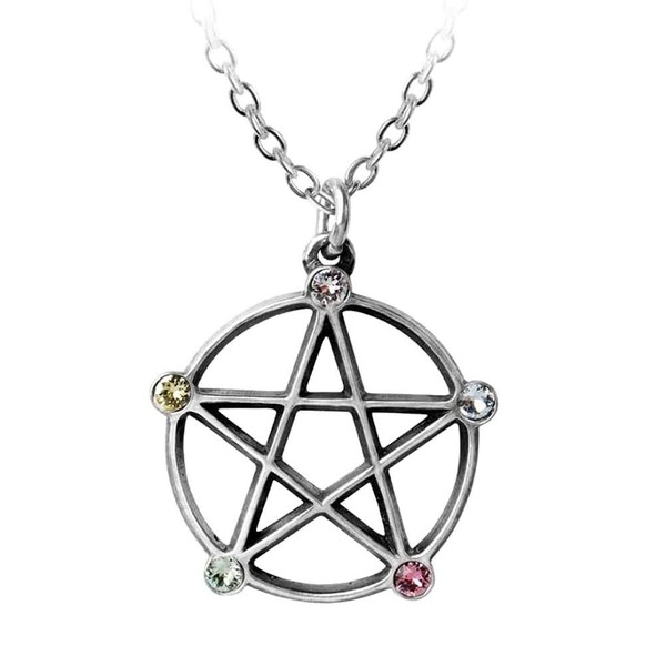 Alchemy Gothic Wiccan Elemental Pentacle Pewter Pendant Necklace
