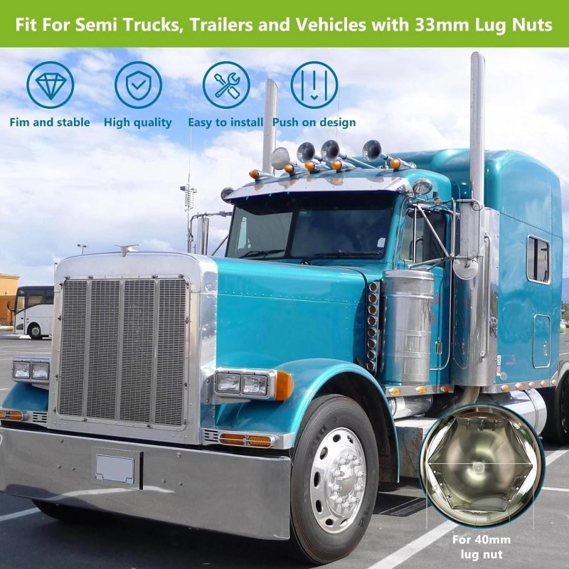 XIUHUA 33mm Chrome Lug Nut Covers ABS Plastic 60 Pack