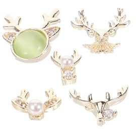 SAFIGLE 5pcs Christmas Nail Charms Manicure Decorations with Durable Zircon for Women Nail Art DIY Party Wedding Prom Supplies