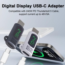 Poyiccot 80Gbps USB Type C Extension Adapter, Ultra Fast Charging 240W Type C Extension Adapter LED Output Screen Display (48V/5A) 8K @ 60Hz Video Output, Supports Raiden 5, Widely Compatible with