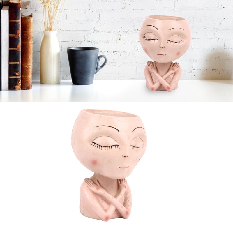 Face Head Planter Succulent Plant Flower Pot Resin Container Face