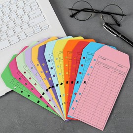 HUIKKJP Cash Envelopes, Budget Sheet, Budget System, Budget Management, Money Management, 6 Holes, 12 Colors, Set of 12 Pieces, For Home, Work and Commercial Use