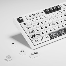 Reccazr PBT Keycaps,Custom Keyboard Keycaps Set,MOA Keycaps Dye-Sublimation,133 Keys for 61/64/68/84/87/100/104/108 Cherry MX Mechanical Keyboards and Custom Keyboards, Dust Ball-White