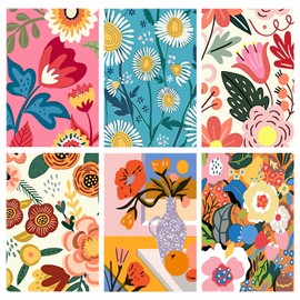 6 Pack Flowers Paint by Numbers Kit Adults, Adults Colorful Flowers Painting by Number Kits on Canvas, Easy Acrylic Arts Crafts Beginners for Gifts Home Decor