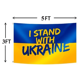 I Stand with Ukraine Flag 3x5FT Ukrainian National Flag Fade Proof Vivid Color Polyester with Brass Grommets For Indoor Outdoor (I Stand, 3x5FT)