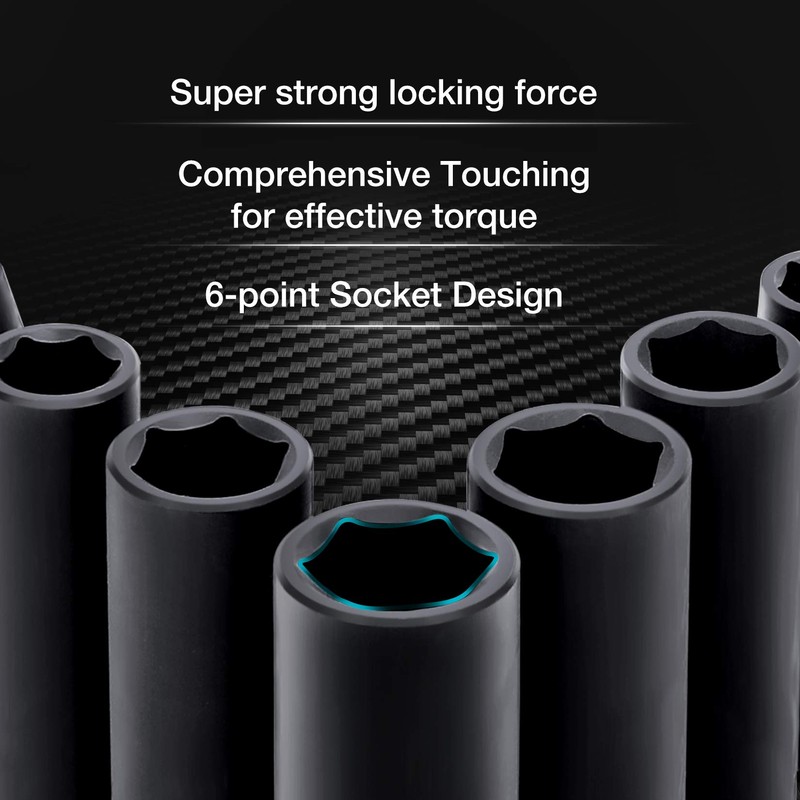 DURATECH 10 Piece 3/8 Inch Drive Impact Socket Set, Including