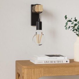 Chrasy Vintage Industrial Wall Lamp Wall Mount Retro Sconce with Wooden Decor, Adjustable Hanging E27 Base Wall Lighting Fixture, Perfer for Beside Living Room Shop Studio,Black
