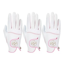 SIMPLE SYMBOL Women's Golf Glove Three Pack,Left Hand Right Hand Small/Medium/Large/XL,White Microfiber with Soft Cabretta Leather(Right,M)