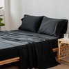 MooMee Bedding Sheet Set 100% Washed Cotton Linen Like Textured