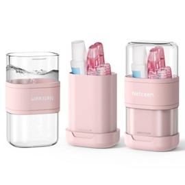 Travel Toothbrush Case,Portable Folding Tooth Brush Holder and Toothpaste Cover Container with Mouthwash Cup, Compact Oral Clean Tools Organizer for Traveling, Bathroom, Camping, Business Trip(1Pack）