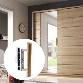 HOME MASTER HARDWARE Patio Sliding Glass Door Handle Replacement Set,Non-keyed Sliding Patio Door Handles with Wood Handle,3-15/16" Hole Spacing