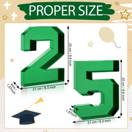 CroBlissful 10" Graduation Charcuterie Letters Fillable Large 25 Cardboard Numbers Box Number Shaped Tray Candy Container Box for School Grad Birthday Party Supplies(Green)