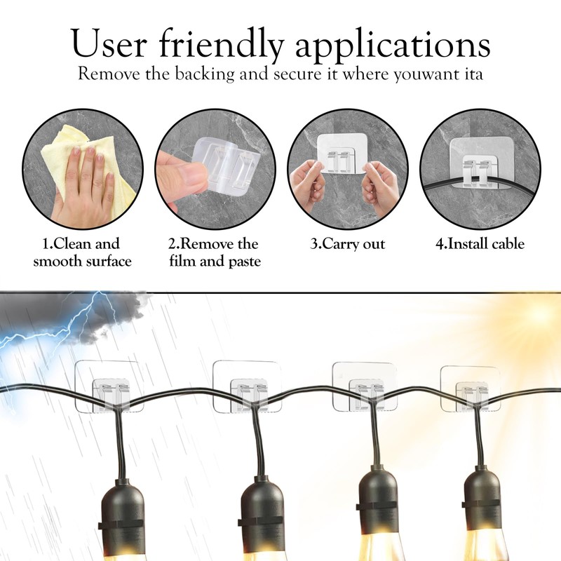 Hooks for Outdoor String Lights Clips: Heavy Duty Cable Clips