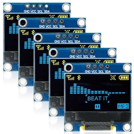 Pack of 5 OLED Display, 0.96 Inch 128 x 64 Pixel OLED Display Screen Driver, OLED Display Serial Self-Luminous Display Board, OLED IIC Screen Display Module Display Board (Yellow and Blue)