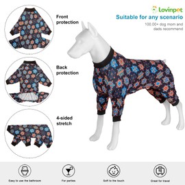LovinPet Giant Dogs Pajamas Bodysuit - Wound Care, Surgery Recovery Pajamas for Dogs, Cotton Pullover Dog PJ's Cozy Stretchy Fabric, Pitbull Clothes,XL