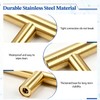 Qimoo 4 Pack Brushed Gold Cabinet Handles, 3-3/4 in Hole