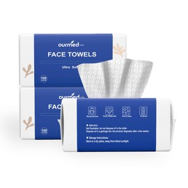ourmed life Ourmed Life Face Towels, Disposable Biodegradable Clean Facial Towels for Sensitive Skin, Lint- free Face Cloths for Makeup Remover, Skincare and Women Cleaning, Dry Wipes,300 Count Dot Texture