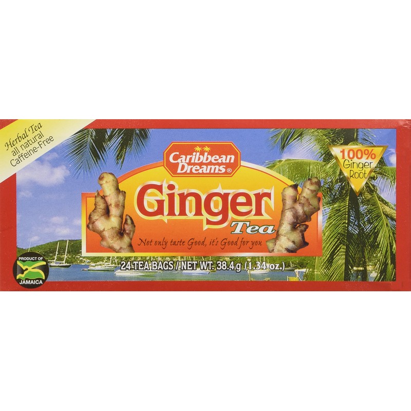 Caribbean Dreams Ginger Tea, 24 Tea Bags, Herbal, Natural, Caffeine