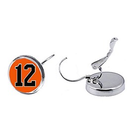 Attitude Arcade Number Charm Earrings (00-99) in Team Colors Orange & Black