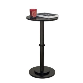 MaxSmeo Drink Table, Small Side Table for Small Spaces, Modern Round End Table with Fluted Wood Leg, Black