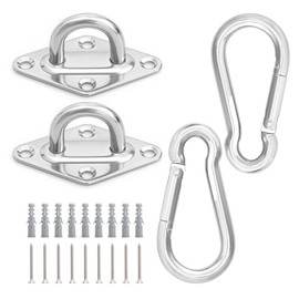 Aheucndg Hammock Hooks 2 Pack, 1100 lb Holding Capacity Heavy Duty Hammock Hanging Kit, M8 Pad Eye Hanging Hooks for Outdoor Indoor Activity (Silvery)