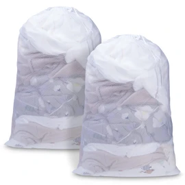 2Pcs Large Mesh Laundry Bag with Drawstring,23.6×35inch Washing Bag Net for Washing Machine (White)