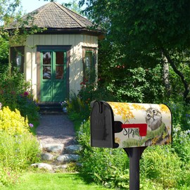 Dacawin Hello Spring Mailbox Covers Magnetic Standard Size Summer Gold Flowers Cat with Scarf Waterproof Mailbox Wraps Floral Post Letter Box for Courtyard Farmhouse Garden Yard Fence 21x18 Inch