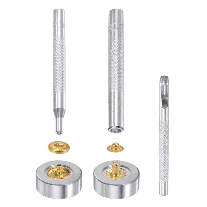 sourcing map 60 Sets Snap Fasteners Kit 15mm Metal Press