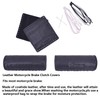 Cowhide Leather Motorcycle Handlebar Grips Handle Grips Cover Protector (Black)