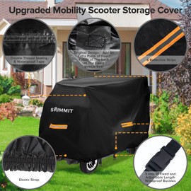 Mobility Scooter Cover,SRIMMIT Heavy Duty 420D Oxford Fabric Electric Scooter Cover, Waterproof,Anti-UV,Durable with Waterproof Strip,Reflective Strips,3 Buckles and Storage Bag 3XL（77" x 29" x 47"）