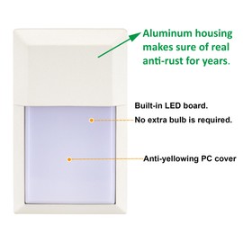 LIT-PaTH Outdoor Sconce Wall Light, LED Wall Lantern 5000K, Porch Lighting Fixture, 12W 1000 Lumens, Aluminum Housing Plus PC, White Finish, 1-Pack