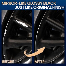 cocomfix Gloss Black Rim Touch Up Paint, Rim Paint, Wheel Scratch Repair Kit for Curb Rash & Scratches, Universal Black Enamel paint (1 fl oz), Scratch Resistant, Covers 1 sq ft per Coat