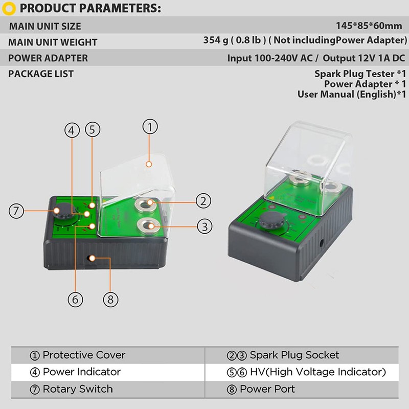 Double Hole Spark Plug Tester Adjustable Frequency Engine Ignition Analyzer
