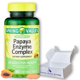 Papaya Enzymes Chewable- Complex Tablets Dietary Supplement, 180 Count (Pack of 1), Boxed by Fusion Shop Store
