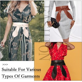 Panegy Leather Obi Belts for Women Vintage Plus Size Wide Waistband Wrap Belt Dress Cinch Belt Brown L