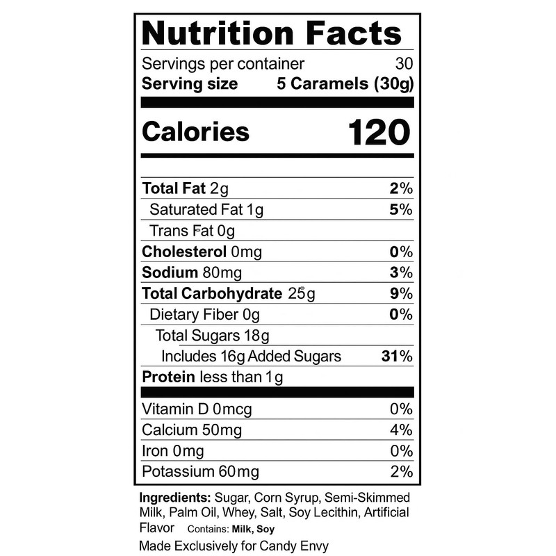 Candy Envy - Individually Wrapped Caramels - Navy Blue Wrapper