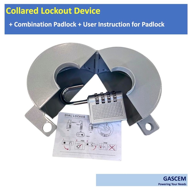 Gascem Door Knob Lockout Device (Matt Silver, 1 Padlock). Door