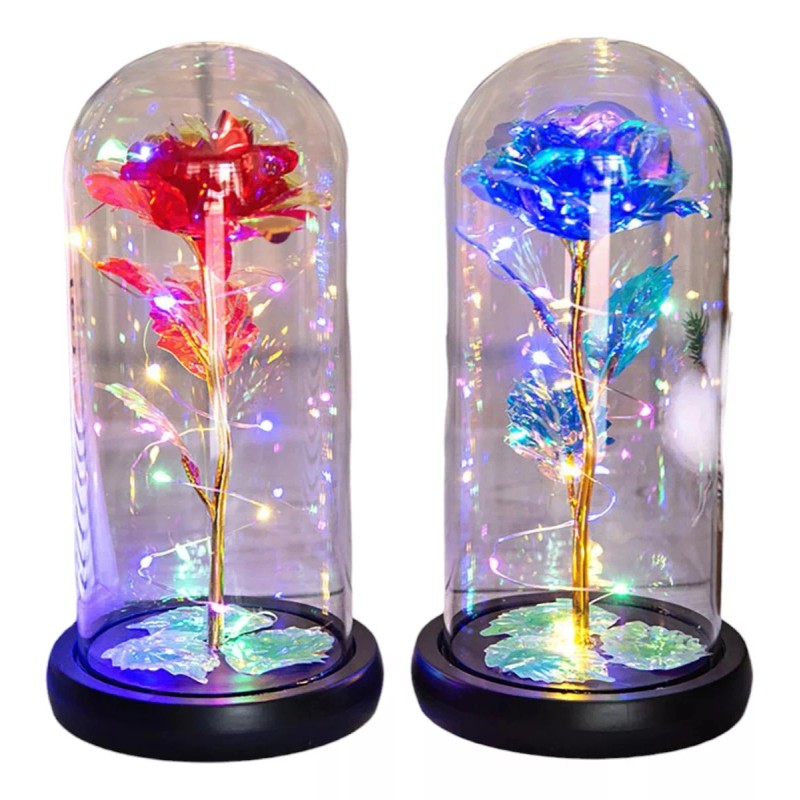 KH Rosa Eterna Led Encapsulad Cristal Regalo San Valentín Novia