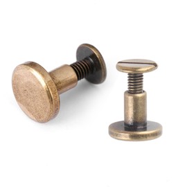 FTVOGUE 20pcs Metal Rivet Flat Head Copper Brass Screws Nuts Nails Rivets Leather Cap Accessories for Coats Caps Bags Decoration (8mm)