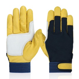 hisptgo Leather Work Gloves for Men and Women, Breathable Gardening Gloves, Extremely Soft and Thin Leather Palm Work Gloves for Gardening, Welding, Construction, Farm, Mechanic Work