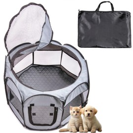 Pet Pen with Washable Pee pad, Dog playpen Indoor for Small Dogs, Dog Pack and Play, mesh playpen for Pets, Puppy Play Pen Indoor/Outdoor