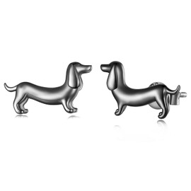 MUNDELL 925 Sterling Silver Cute Dachshund Stud Earrings Puppy Dog Earrings for Women Animal Hypoallergenic Stud Earrings Fine Jewelry, Sterling Silver, No Gemstone