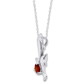 AFFY Round Cut Simulated Garnet Playing Dolphins Pendant Necklace in 14k White Gold Over Sterling Silver