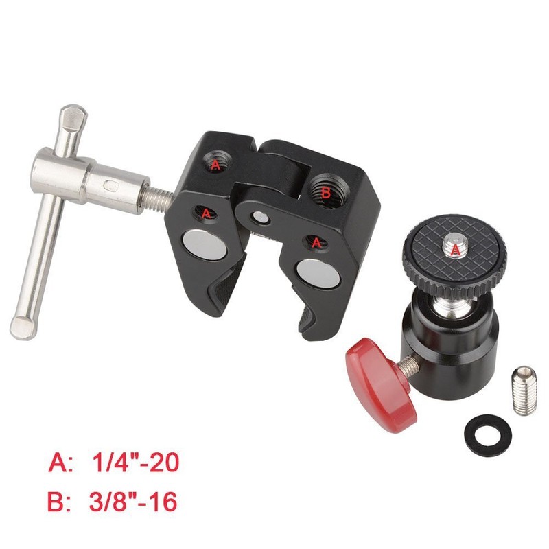CAMVATE Super Clamp Articulated Mini Ball Head with 1/4"-20 Thread