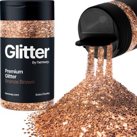 Hemway Bronze Brown Glitter Extra Chunky 115g/4.1oz Powder Metallic Resin Craft Flake shaker for Epoxy Tumblers, Hair Face Body Eye Nail Art Festival, DIY Party Decorations Paint
