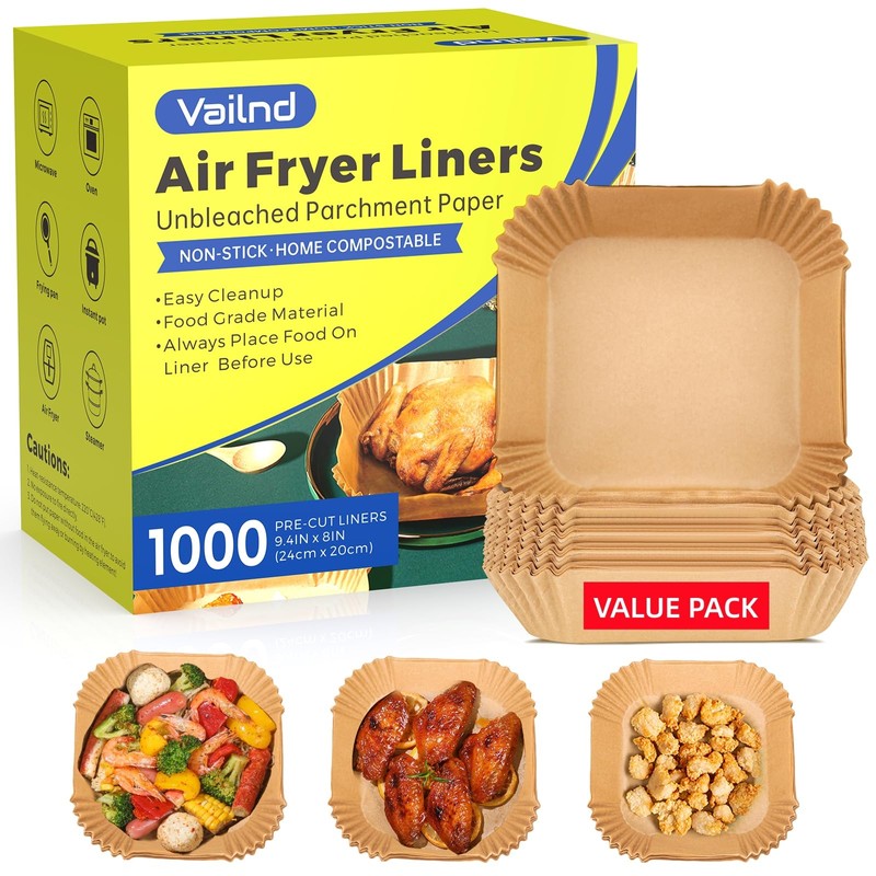 1000 Pcs Air Fryer Paper Liners Value Pack, 8" Square